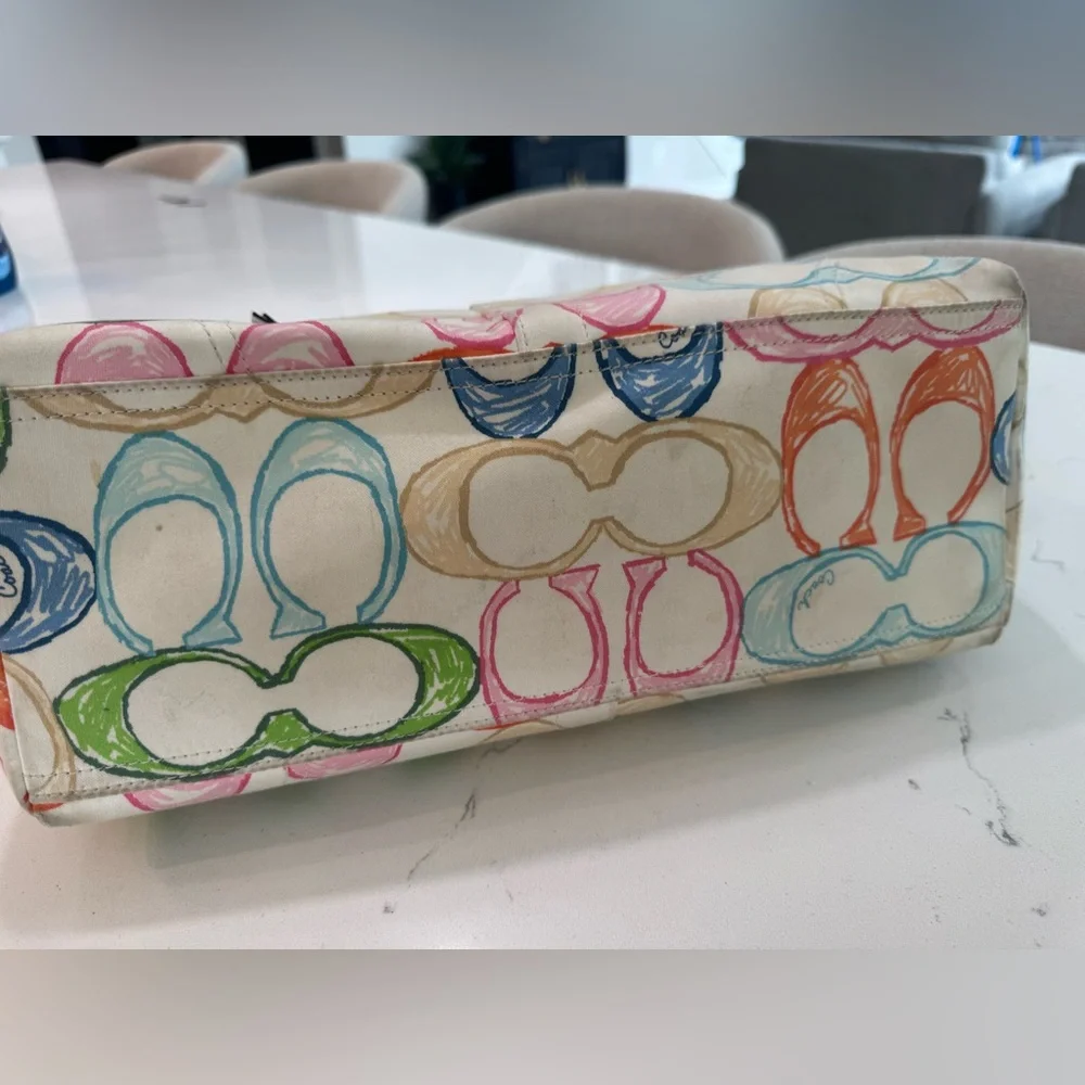 Coach Multicolor Scribble Signature Canvas Tote with Pink Accents - Picture 9 of 11